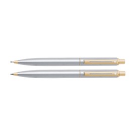 Sheaffer Sentinel, Brushed Chrome Cap & Barrel, Gold Plate Trim, Ball Point Pen & 0.7mm Pencil Set (E932551DC)