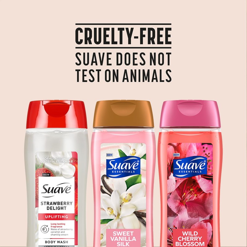 Suave Body Wash Variety 3-Pack – Sweet Vanilla Silk, Strawberry