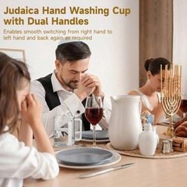 yeesport 2 PCS Judaica Hand Washing Cup with Dual Handles, Clear Acrylic Netilat Yadayim Cup with Non Slip Pads for Jewish Ritual, Sabbath, Morning Cleansing, Holiday Prayer, Festival Table