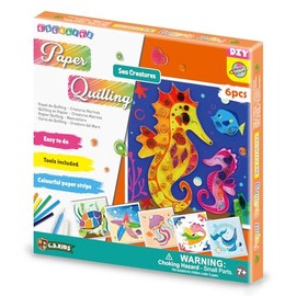 C.S. Kids PQ07 DIY Paper Quilling Arts & Crafts Gifts – My Sea Creatures| 3D Paper Quilling Design Kits for Kids, Make Your Own Paper Art (Paper Strips & Tools Included), Multicolor