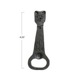 Creative Co-Op Cast Metal Vintage Reproduction Cat Shaped Bottle Opener, Black