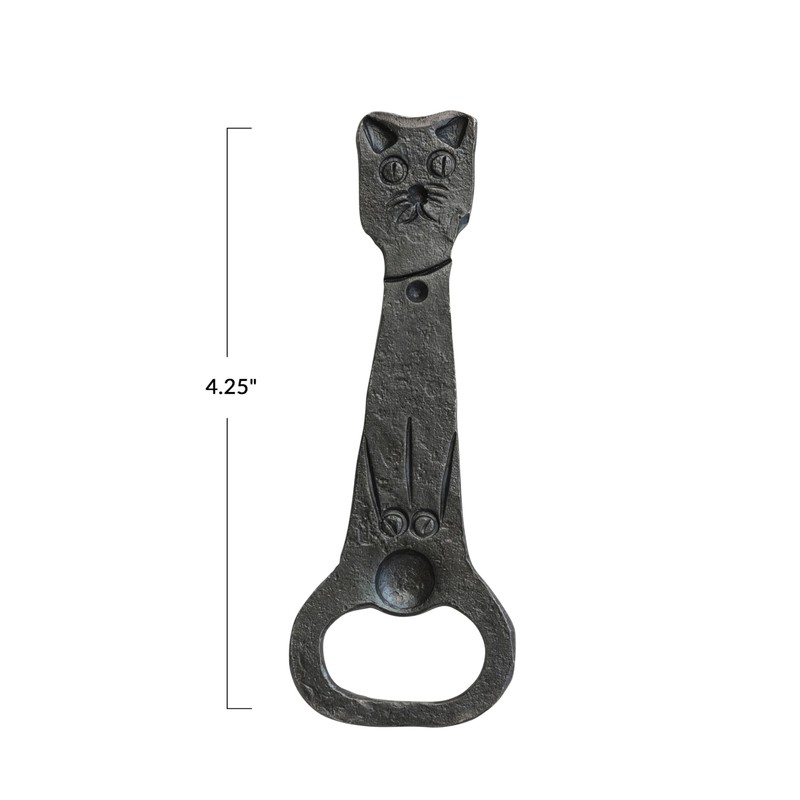 Creative Co-Op Cast Metal Vintage Reproduction Cat Shaped Bottle Opener,