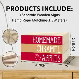 Christmas Tiered Tray Decorations, Christmas Tray Decor, Christmas Apple Faux Wood Book Stack Decor For Earthy Cabin Kitchen, Rustic Home Table Shelf Decor, Three Pieces -B12
