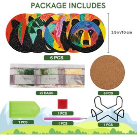 EWJRNSF 6 PCS Diamond Painting Art Coaster Set with Holder Diamond Art Coasters Small Diamond Painting Coasters Kit for Beginners Adults and Art Craft Supplies Item.