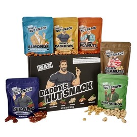 Man Crates Daddy’s Nut Snack Variety, Gourmet Mixed Nuts Gift Basket, Funny Birthday Gift for Dad, Husband, or Boyfriend - Unique Healthy Snack Gift with Almonds, Pistachios, Cashews, Pecans & Peanuts