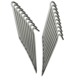 Set of 20 tent pegs made of lightweight aluminium bent and with a tip at the bottom, tent pegs (ground nails/ground anchors), length 185 mm, colour: silver, brand Ganzoo