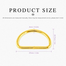 Swpeet 150Pcs 5/4 Inch - 30mm Gold Multi-Purpose Metal D Ring Semi-Circular D Ring for Hardware Bags Ring Hand DIY Accessories (Gold, 5/4 Inch)
