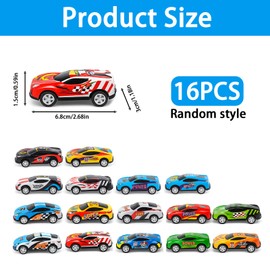 QhgPnt 16 Alloy Toy Cars for Kids, Durable Metal Mini Cars Set for 2+ Year Olds, Perfect for Indoor/Outdoor Racing Games, Birthday Party Favors and Classroom Rewards, 6.5 x 3.5 x 2.5 cm