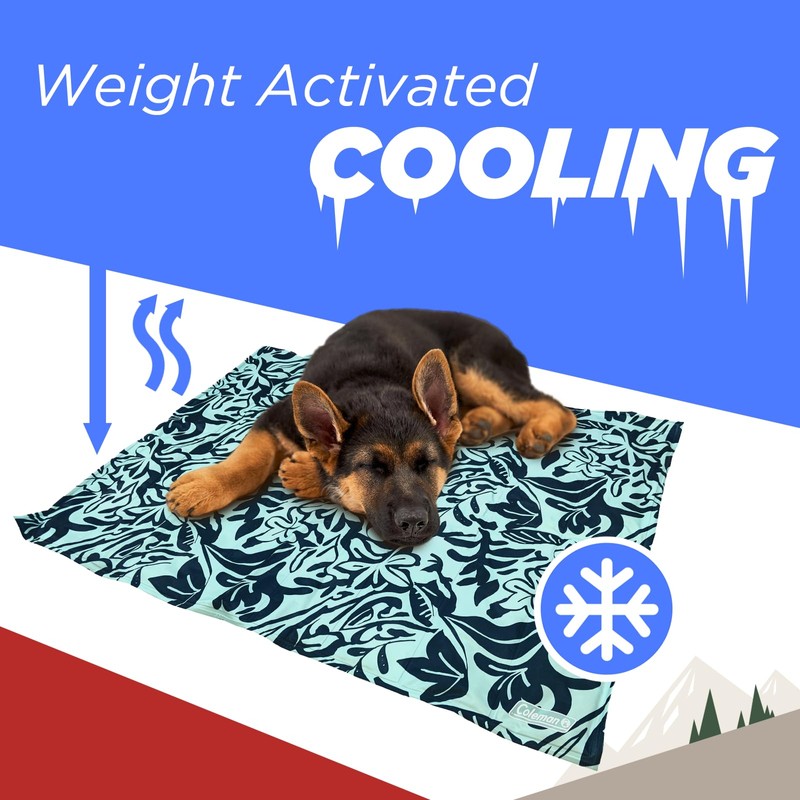 Coleman Medium Navy Botanical Pattern Reversible Cooling Mat – 24”