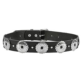 Round Steel Concho Medallion Rock Belt Punk Goth Rave Genuine Leather USA Made (XL)