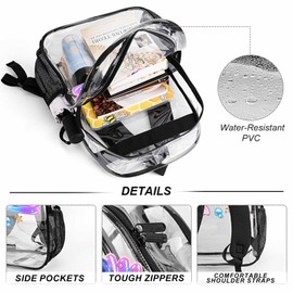 SFQKGVX Mermaid Clear Backpacks For Boys Stadium Approved Transparent Backpack for School Concert Events & Travel Water-Resistant Durable TPU See Through Bookbag for Kids