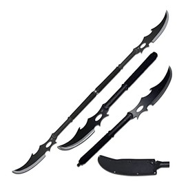 Fantasy Master – FMT-054BK - Dual Fantasy Naginata – 55.5-inches Overall, Black and Satin Finish Stainless Steel Blades, 550 Paracord Wrapped Nylon Fiber Handles – Fantasy, Collectibles, Black