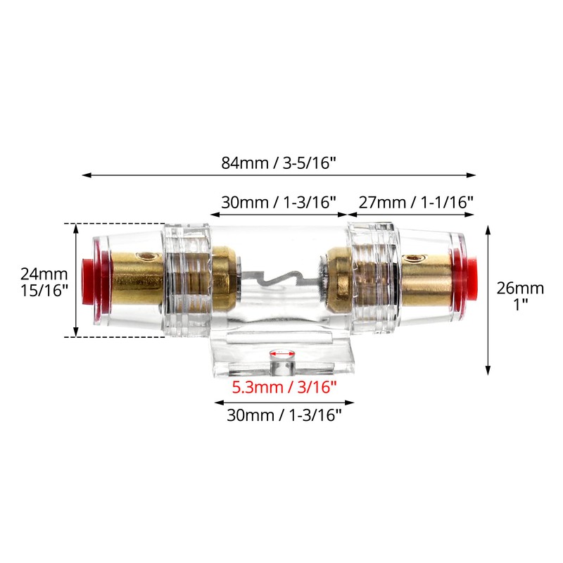 QWORK 4-8 AWG In-line Fuse Holder with 60A AGU Fuses
