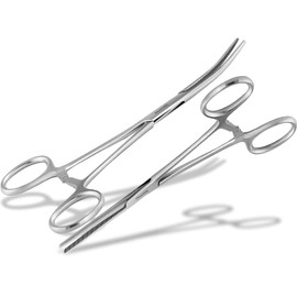 Hobby clamp set, screw clamp set, loosening pliers, hook release pliers, straight and curved, 22 cm, with inner teeth made of stainless steel, fishing workshop supplies