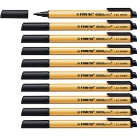 Fibre-Tip Sign Pen - STABILO GREENpoint - Pack of 10 - Black