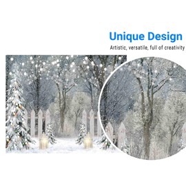 Funnytree 10x8FT Winter Photography Backdrop Glitter Snowy Forest Pine Tree Background Let It Snow Christmas Xmas Holiday Party Decor Banner Portrait Studio Booth Photobooth Props