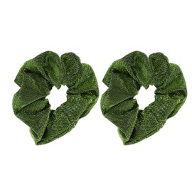 Green Jumbo Shimmer Scrunchie Hair Tie - Set of 2
