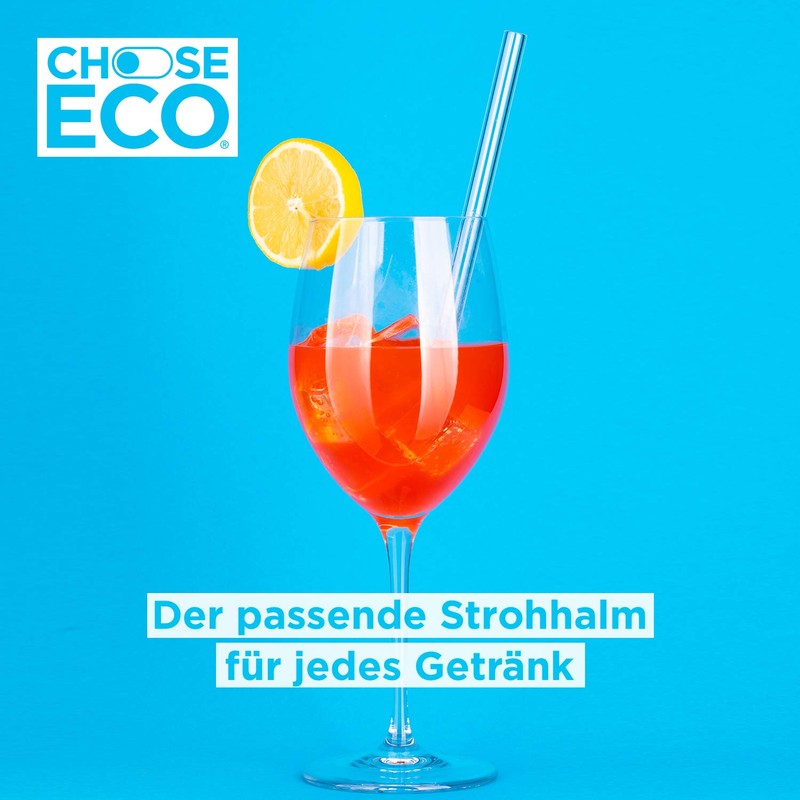 ChooseEco Glass Straws Reusable Pack of 8 + Wool Cleaning