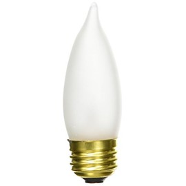 Bulbrite B25EFF 25-Watt Medium Base Incandescent Flame-Tip Chandelier Bulb, Frost, 2-Pack