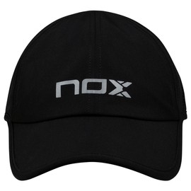 NOX Gorra Padel Tenis, Ligera Transpirable y Diseño Moderno, Ideal para Largas Partidas Bajo el Sol, 100% Poliester. (MX/US, Alfa, Talla única, Negra/Blanca)