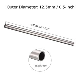 Bilaida 304 Stainless Steel Tube, 12.5mm(1/2'') OD, 1.5mm(0.06'') Wall Thickness, 440mm/17.32 Inchs Length Metal Tubing for Industry Machinery, 2Pcs (OD 12.5mm)