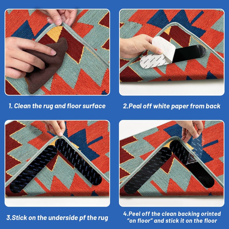 NewUgly 16 Pcs Rug Tapes, Rug Grippers for Hardwood Floors,