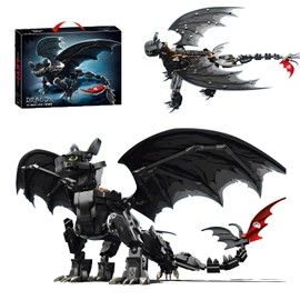 DzirePada Toothless Dragon Building Blocks Kit, 1026 Pieces Creative Film Beasts Animal Model Toy, Drug Enthusiast Clamping Building Blocks Kit, Ideas Gifts for Children, Adults and Office, Home