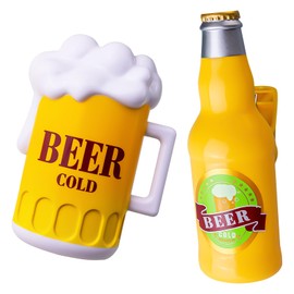 HolyMaji Beach Towel Clips Set of 2, Beer Towel Clips for Beach Chairs, Funny Windproof Clothespins for Patio and Pool Accessories - Ideal for Drying Racks Decorative (Mugs & Bottles)
