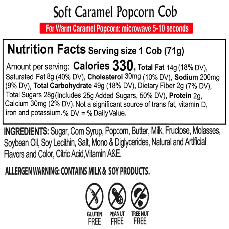 Caramel Cob Soft Caramel Popcorn – 16 Individually Wrapped 2.5