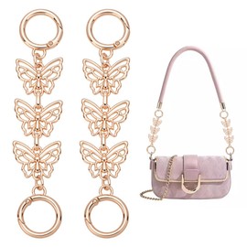 UNICRAFTALE 2Pcs 5.59" Butterfly Purse Extender Chain Women Bag Extender Chain with Spring Gate Ring Golden Purse Strap Extenders Metal Replacement Chains Strap for Handbags Purses Making
