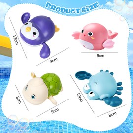 Pack of 4 Baby Bath Toys, Bath Toy Baby, Bath Toy Baby from 1 2 3 4 Years, Water Toy Baby Children, Bath Toy Clock Movement, Bath Pool Toy for Children
