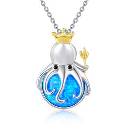 ONEFINITY Teddy Bear/Duck Necklace 925 Sterling Silver Doll Bear Pendant Necklace Cute Teddy Bear Jewellery Gift For Women Girls (octopus)