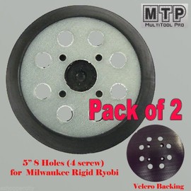 MultiToolPro Replace 5" 8 Hole Sander Pad Hook and Loop For Milwaukee Ridgid Ryobi 300527002 oem# 300527002, 974484001 51-36-7090 (Pack of 2)