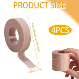 4 Rollen Micropore Tape Selbstklebender Verband, Hautfreundliches Chirurgisches Mikroporen-Klebeband 1,25cm x 9,14m, Atmungsaktiv & Flexibles Verband für Wundversorgung, Sport, Wimpernverlängerung