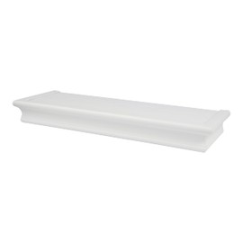 HIGH & MIGHTY 515604 Decorative 18" Floating Shelf Holds up to 15lbs, Easy Tool-Free Dry Wall Installation, Beveled, White