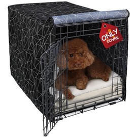 Explore Land Pattern Dog Crate Cover for 36 Inches Wire Cage, Heavy-Duty Polyester 1 2 3 Doors Standard Metal Pet Kennel Enclosure (Brief Polygonal)
