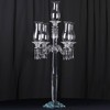40-Inch Clear 5 Arm Crystal Glass Candelabra Hurricane Taper Candle