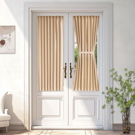 Vatge French Door Blackout Curtains - Energy Efficient Window Treatment for Kitchen & Patio Doors, 1 Panel, W25 x L54, Beige