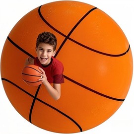 Children's educational silent basketball, indoor special, free basket, value set, preferred gift - type: No. 5 ball, 21 cm in diameter, orange silent ball