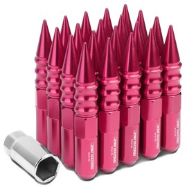 60mm Aluminum M12 x 1.5 6-Point 20mm OD Pink 20 Lug Nuts with 63mm Caps Set Adapter, Pink