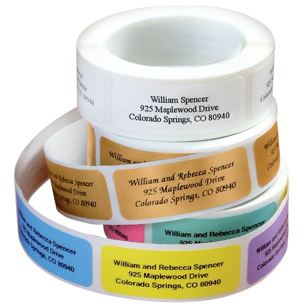 Personalized Script Roll Labels, Set of 200 - Rainbow