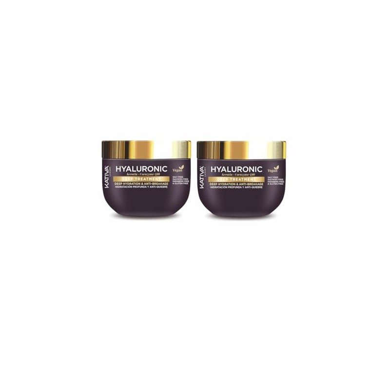 2 Pack KATIVA Hyaluronic Keratin y Coenzima Q10 Tratamiento Intensivo