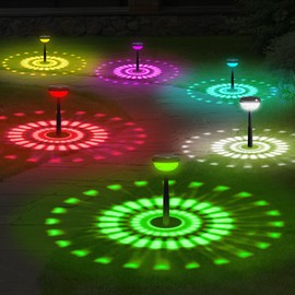 Ensenior Color Changing Solar Lights Outdoor, Auto ON/Off 3000K White Light & RGB LED Solar Garden Lights for Pathway, Yard, Patio, Waterproof, Energy-Efficient Landscape Lighting, 6-Pack
