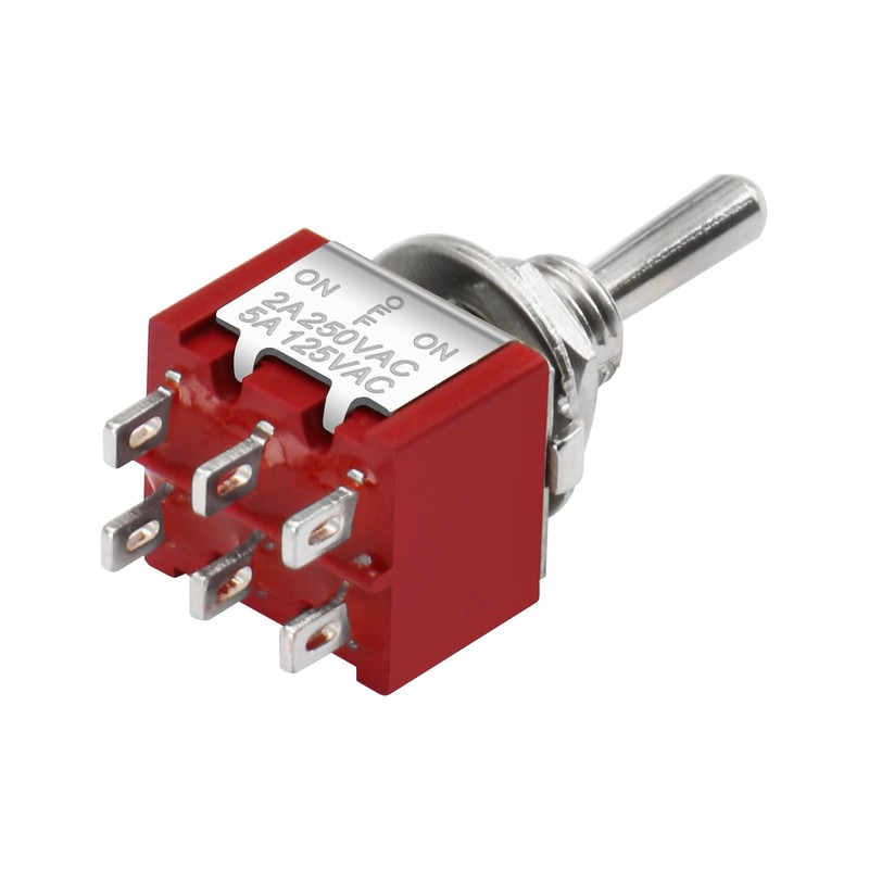 Heschen Mini Toggle Switch, MTS-223, (ON)-Off-(ON) Momentary Type, DPDT, 6