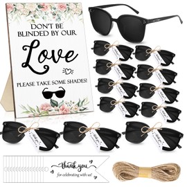 Kanayu Wedding Favors for Guests 50 Pcs Wedding Party Sunglasses Gifts Wooden Love Wedding Sign Decor Black Mr Mrs Glasses Bulk (Flower)