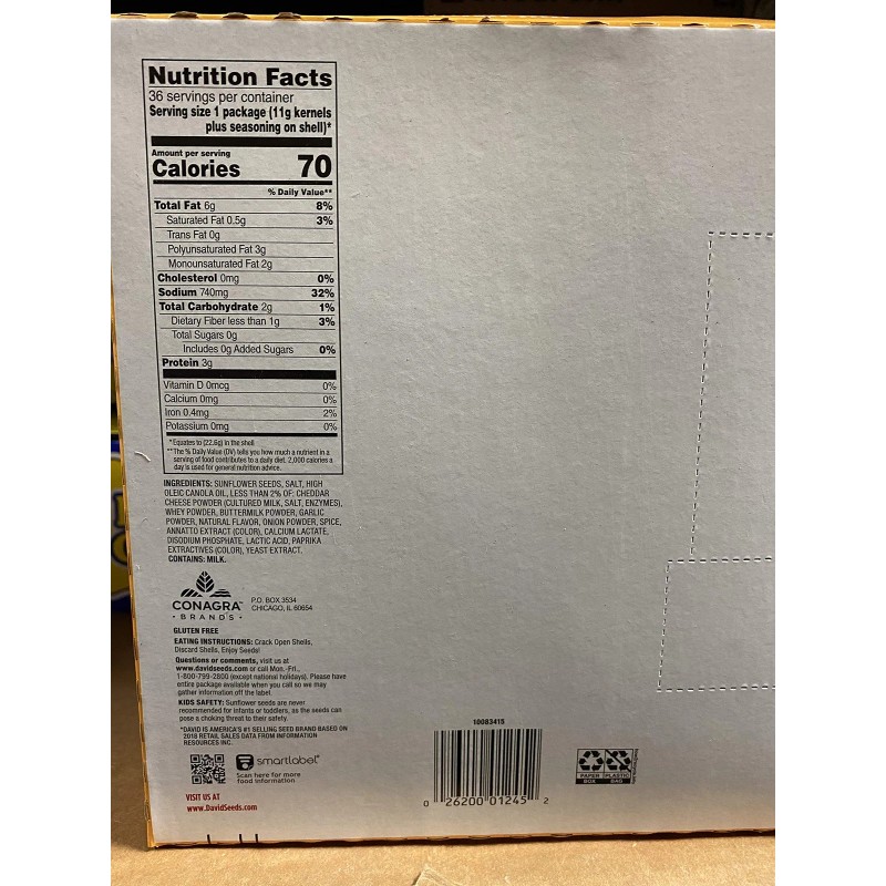 Candy World. David SunFlower Seeds Nacho Cheese ( 2 Box