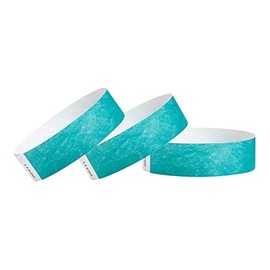 WristCo Caribbean Blue 3/4" Tyvek Wristbands - 100 Pack Paper Wristbands for Events