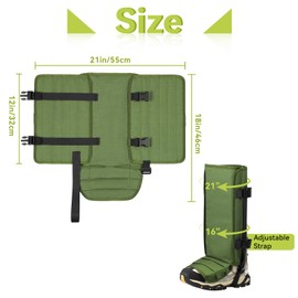 ENPOINT Snake Gaiters - Green Gaitors for Hiking Boots, Shoe Gaiters Snake Boots for Women & Men Hiking, Fishing, Farm Working, Hunting Gear for Men & Women