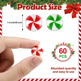Giegxin 60 Pcs Christmas Candy for Crafts Plastic Fake Candy Decor Peppermint Ornaments Rainbow Mini Faux Candy for Tree Hanging DIY Xmas Decor Party Decoration Craft (Red Green Windmill,Small)