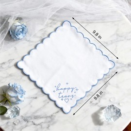 LADY&HOME - Pañuelo bordado de boda, algo azul para novia, pañuelo de seda Happy Tears para recuerdo de boda, Azul, Talla única